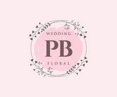 pb Initialen Brief Hochzeit Monogramm Logos Vorlage, handgezeichnete moderne minimalistische und florale Vorlagen für Einladungskarten, Datum speichern, elegante Identität. vektor