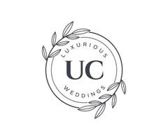 uc initials brief hochzeitsmonogramm logos vorlage, handgezeichnete moderne minimalistische und florale vorlagen für einladungskarten, save the date, elegante identität. vektor