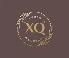 xq Initialen Brief Hochzeit Monogramm Logos Vorlage, handgezeichnete moderne minimalistische und florale Vorlagen für Einladungskarten, Datum speichern, elegante Identität. vektor