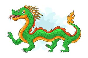 tecknad serie kinesisk drake på vit bakgrund vektor