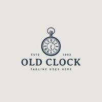 Vintage alte Uhr-Logo-Design-Vorlage vektor