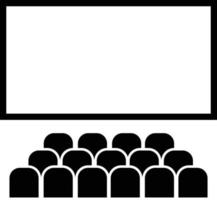 Kinosaal-Symbol auf weißem Hintergrund. Kino-Unterhaltungsbildschirm. Performance-Theater-Bühne. flacher Stil. vektor