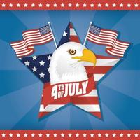 USA Unabhängigkeitstag mit Flaggen und Adlerkopf vektor