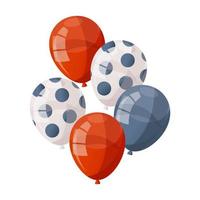 glänzende Gelballons. helium rot, blau und weiß gepunkteter ballon. geburtstagsfeier, feier, urlaub, veranstaltung, festlich, glückwunschkonzept. vektor