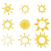 klotter skiss stil av Sol tecknad serie hand dragen illustration för begrepp design. vektor