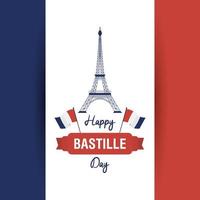 bastille dag firande kort set med franska ikoner vektor