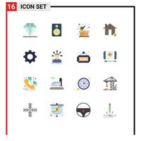 16 användare gränssnitt platt Färg packa av modern tecken och symboler av grundläggande hus paket egendom mynt redigerbar packa av kreativ vektor design element