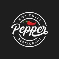 Chili-Pfeffer würziges Restaurant-Logo-Design-Vektor-Illustration vektor