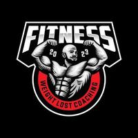 bodybuilding emblem och Gym logotyp design vektor mall