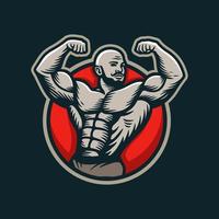 bodybuilding emblem och Gym logotyp design vektor mall