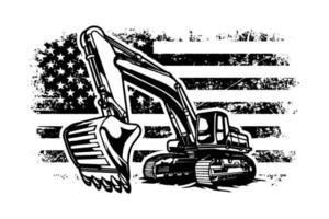 amerikan flagga grävmaskin design vektor