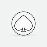 Kreis mit Pik Spielkarte Anzug Vektor Konzept Liniensymbol oder Symbol