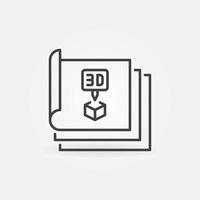 Dokumente für 3D-Drucker Vektorkonzept lineares Symbol oder Zeichen vektor