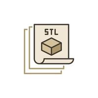 STL-Dokumente für 3D-Druckervektorkonzept farbiges Symbol vektor