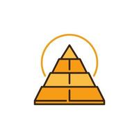 gelbe Pyramide und ägyptisches Sonnenvektorkonzept farbiges Symbol vektor