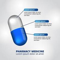 3D-Kapselpille Medizin Apotheke Infografik Daten Visualisierung vektor