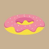 Donut mit Erdbeercreme-Topping. Lebensmittel-Vektor-Illustration-Design vektor