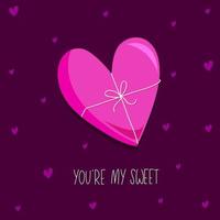 glückliche valentinstaggrußkarte mit süßer schachtel. Du bist meine Süße vektor