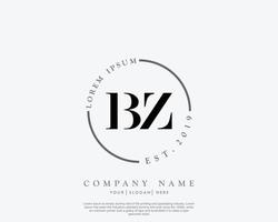 första bz feminin logotyp skönhet monogram och elegant logotyp design, handstil logotyp av första signatur, bröllop, mode, blommig och botanisk med kreativ mall vektor