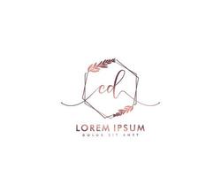 ursprüngliches cd feminines logo schönheitsmonogramm und elegantes logodesign, handschriftlogo der ersten unterschrift, hochzeit, mode, blumen und botanik mit kreativer vorlage vektor