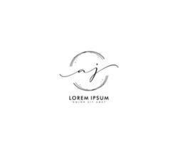 första brev aj feminin logotyp skönhet monogram och elegant logotyp design, handstil logotyp av första signatur, bröllop, mode, blommig och botanisk med kreativ mall vektor