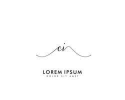 första ci feminin logotyp skönhet monogram och elegant logotyp design, handstil logotyp av första signatur, bröllop, mode, blommig och botanisk med kreativ mall vektor