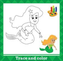 spår och Färg för ungar, sjöjungfru Nej 6 vektor illustration.