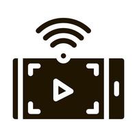 Ansehen von Videos mit WLAN-Symbol-Vektor-Glyphen-Illustration vektor