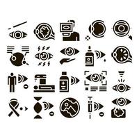 Glaukom-Ophthalmologie-Glyphen-Set-Vektor vektor