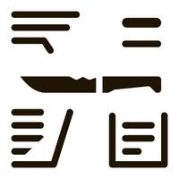 kniv beskrivning ikon vektor glyf illustration