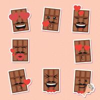 Schokoladen-Valentinsgrußtag Emoticon Set vektor