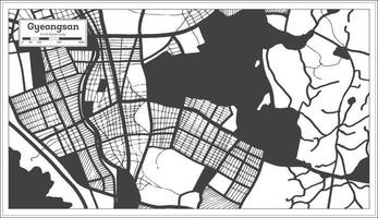 gyeongsan südkorea stadtplan in schwarz-weißer farbe im retro-stil. vektor