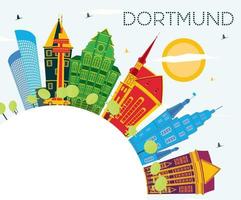 dortmund Tyskland stad horisont med Färg byggnader, blå himmel och kopia Plats. vektor