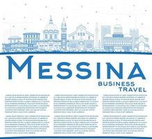 översikt messina sicilien Italien stad horisont med blå byggnader och kopia Plats. vektor