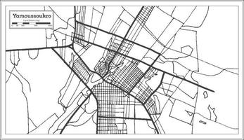 Yamoussoukro Elfenbeinküste Stadtplan in schwarz-weißer Farbe. Übersichtskarte. vektor
