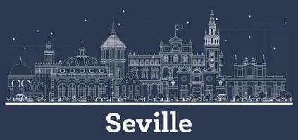 översikt sevilla Spanien stad horisont med vit byggnader. vektor