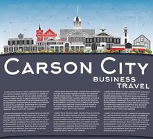 carson city nevada city skyline mit farbigen gebäuden, blauem himmel und kopierraum. vektor