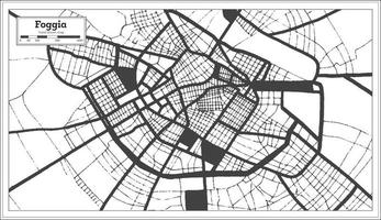 foggia italien stadtplan in schwarz-weißer farbe im retro-stil. Übersichtskarte. vektor