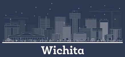 skizzieren sie die skyline von wichita kansas city mit weißen gebäuden. vektor