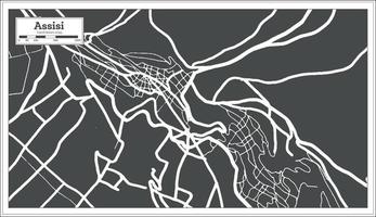 Assisi Italien Stadtplan in schwarz-weißer Farbe im Retro-Stil. Übersichtskarte. vektor