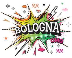 Bologna-Comic-Text im Pop-Art-Stil isoliert auf weißem Hintergrund. vektor