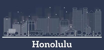 skizzieren sie die skyline von honolulu hawaii mit weißen gebäuden. vektor