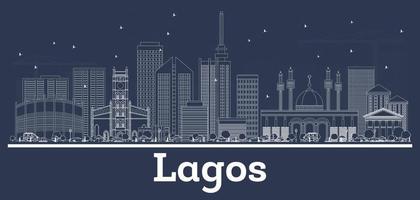 översikt lagos nigeria stad horisont med vit byggnader. vektor