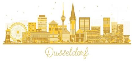 Düsseldorf Tyskland stad horisont silhuett med gyllene byggnader isolerat på vit. vektor