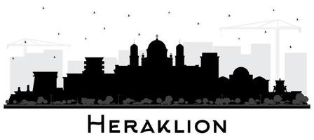 heraklion grekland crete stad horisont silhuett med svart byggnader isolerat på vit. vektor