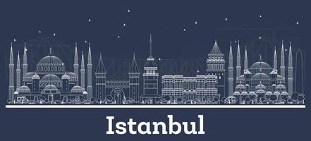 skizzieren sie die skyline der stadt istanbul türkei mit weißen gebäuden. vektor