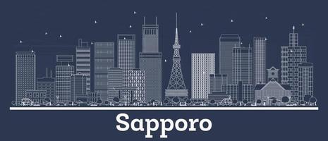 översikt sapporo japan stad horisont med vit byggnader. vektor