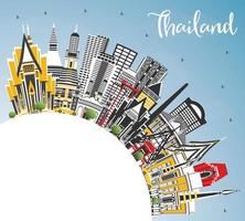 thailand stad horisont med Färg byggnader, blå himmel och kopia Plats. vektor
