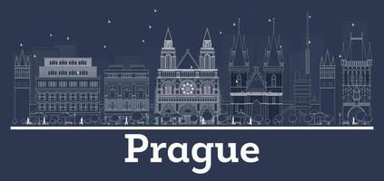 översikt prag tjeck republik stad horisont med vit byggnader. vektor