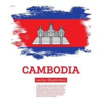 cambodia flagga med borsta slag. oberoende dag. vektor